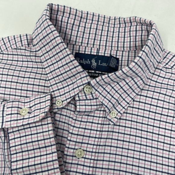 Ralph Lauren Other - Ralph Lauren Men's XL Custom Fit White Pink Blue Plaid Long Sleeve Button Shirt